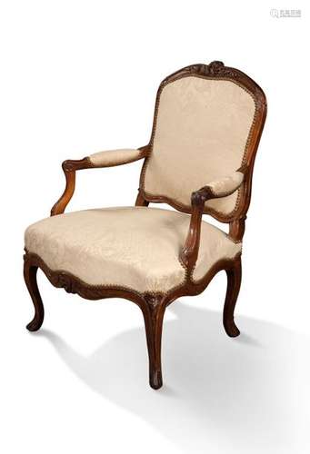 LARGE FAUTEUIL À DOSSIER PLAT en bois naturel moul…