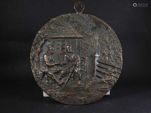 Médaille de table en bronze représentant une scène…