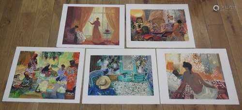 Lot de 5 lithographies dont spécimen, par Yvonne C…