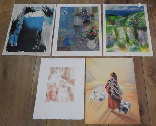 Lot de 5 lithographies dont spécimen, par Hans Gun…