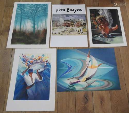 Lot de 4 lithographies dont spécimen par Janick Le…