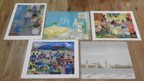 Lot de 5 lithographies dont spécimen par Janick Le…