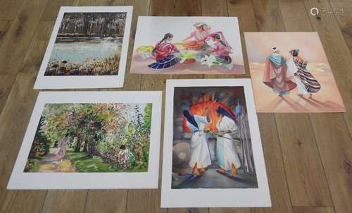 Lot de 5 lithographies dont spécimen par Janick Le…