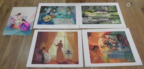 Lot de 5 lithographies dont spécimen par Janick Le…