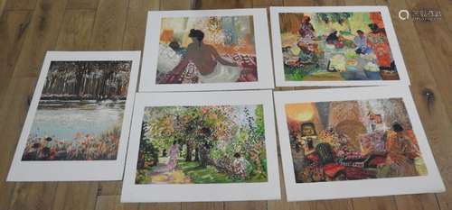 Lot de 5 lithographies dont spécimen par Janick Le…