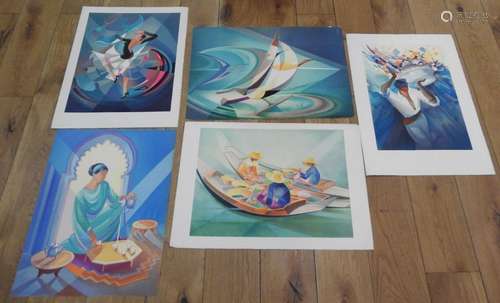 Lot de 4 lithographies dont spécimen par Janick Le…