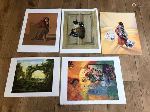 Lot de 5 lithographies dont spécimen par Janick Le…