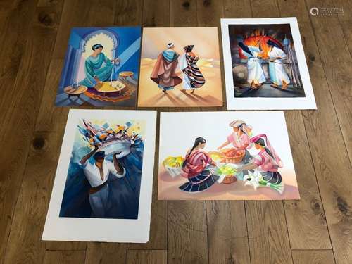 Lot de 5 lithographies dont spécimen par Janick Le…