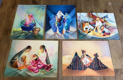 Lot de 5 lithographies dont spécimen par Janick Le…