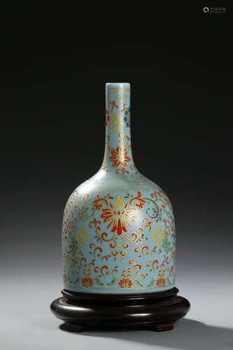 Chinese Turquoise-Ground Enameled Porcelain Vase