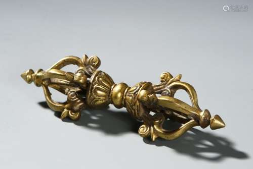Tibetan Gilt-Bronze Four-Pronged Vajra