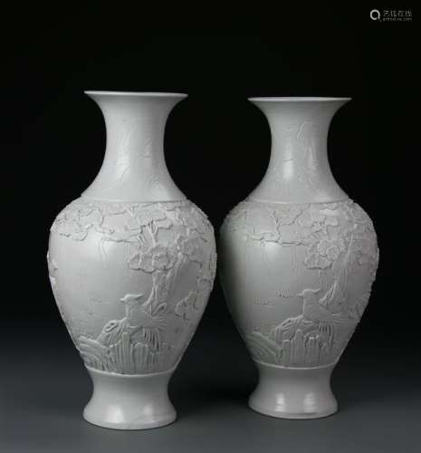 Pair of Chinese White Glazed Vases