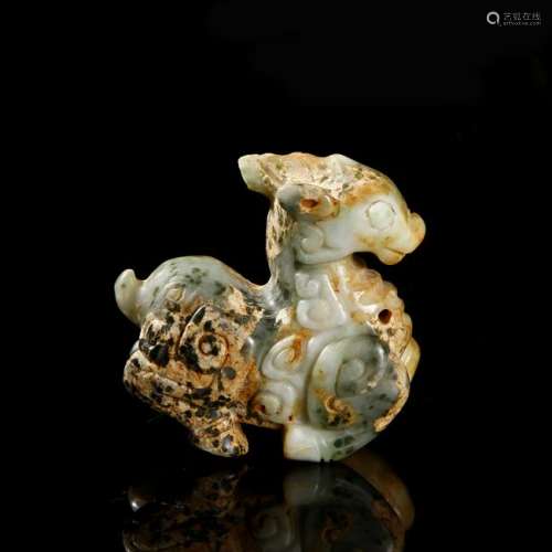 Chinese Celadon Jade Figure of a Horse