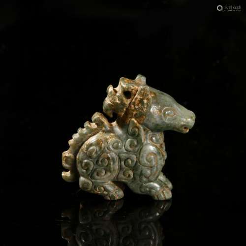 Chinese Celadon Jade Figure of a Horse