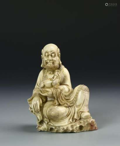 Chinese Carved Stone Figure of Dharma