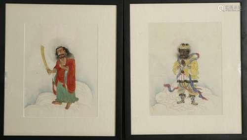 Two Chinese Framed Paintings of Luohan