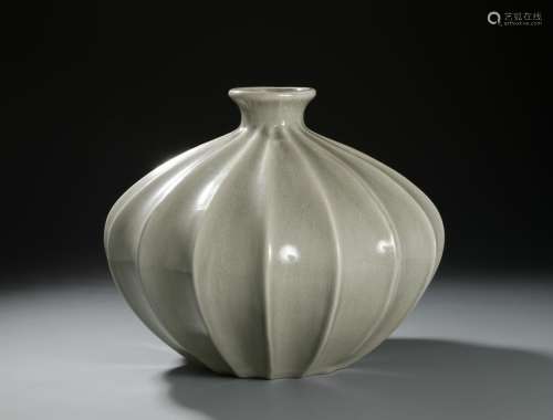Chinese Celadon Glazed Lobed Jar