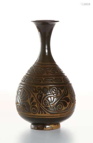 Cizhou Type Sgraffiato Brown-Glazed Yuhuchun Vase