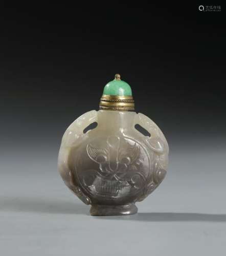 Chinese White Jade Carved Snuff Bottle