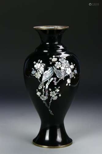 Japanese Mother of Pearl Inlaid Baluster Vase