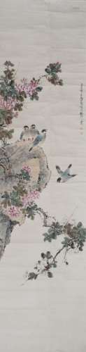Chinese Scroll Painting of Birds and Flowers
