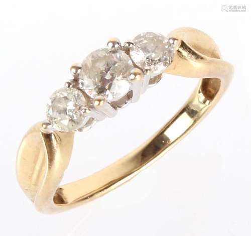 LADIES 14K YELLOW GOLD THREE DIAMOND RING