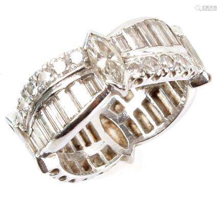 ANTIQUE LADIES PLATINUM DIAMOND BAND 2.84CTW