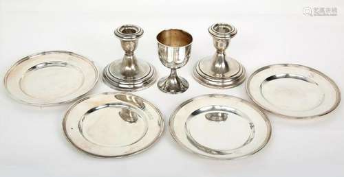 AMERICAN STERLING SILVER ITEMS - PLATES GOBLET ETC