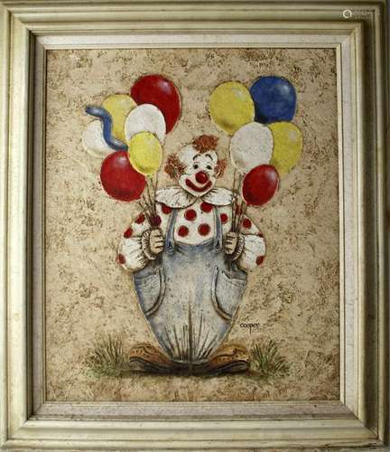 COOPER ORIGINAL OIL ON CANVAS CLOWN PAINTING