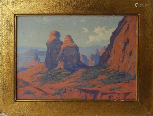 H. WAGNER OIL ON BOARD AMERICAN DESERT SCENE