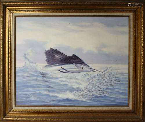 MICHAEL HOFFMAN ORIGINAL OIL ON BOARD MARINE LIFE