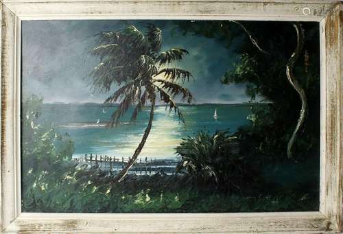 ALFRED HAIR FLORIDA HIGHWAYMEN MOONLIT RIVER SCENE