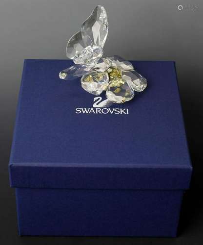 SWAROVSKI CRYSTAL BUTTERFLY ON FLOWER FIGURE