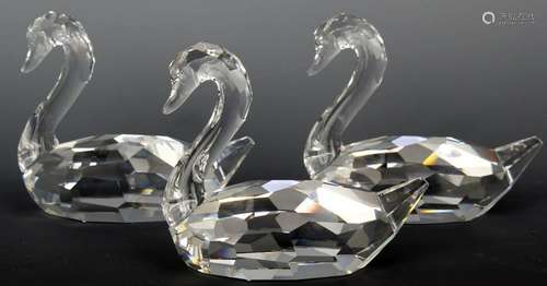 SWAROVSKI SILVER CRYSTAL - LOT OF 3 SWANS #844168