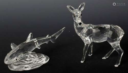 SWAROVSKI SILVER CRYSTAL BABY SHARK AND DOE