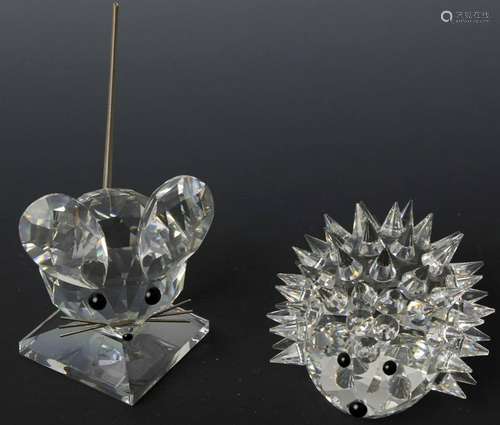 SWAROVSKI SILVER CRYSTAL HEDGEHOG AND MOUSE