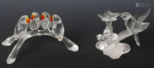 SWAROVSKI SILVER CRYSTAL PARROTS AND HUMMINGBIRD