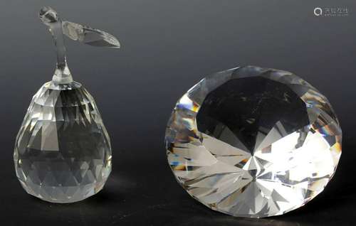 SWAROVSKI SILVER CRYSTAL PEAR AND CHATON DIAMOND