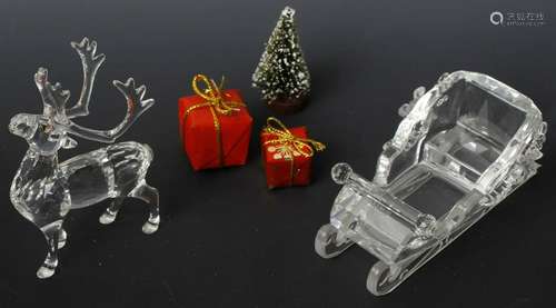 SWAROVSKI SILVER CRYSTAL SLEIGH AND REINDEER