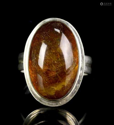 Amber Silver Ring