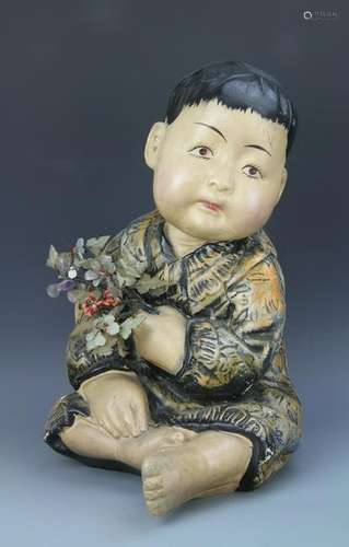 Chinese Pottery Figure of a Boy