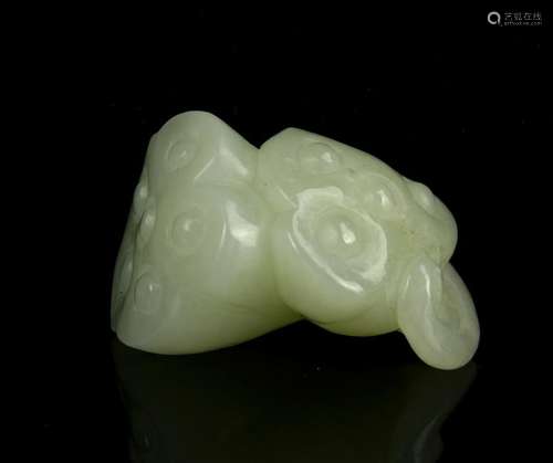 Chinese White Jade Fish and Lotus Pendent