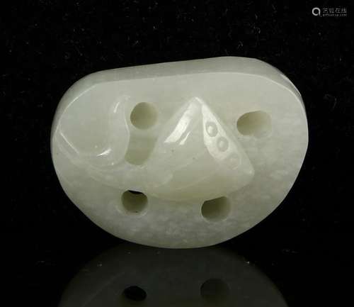 Chinese White Jade Lotus Pendent