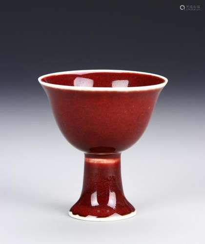 Chinese Red Glazed High-Stem Bowl