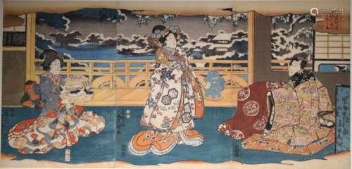 JapaneseWoodblockPrintsKunisada,Utagawa1786-1865Genjie(Triptych,1847-48)-[...]