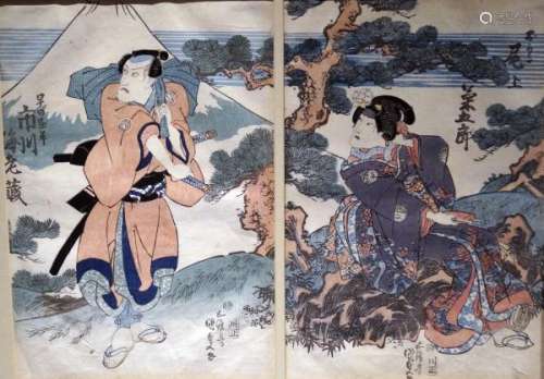 JapaneseWoodblockPrintsKunisada,Utagawa1786-1865Kabukie(TwoObanfroma[...]