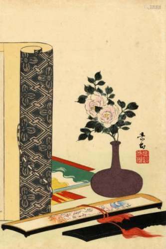 JapaneseWoodblockPrintsChikanobu,Toyohara1838-1912StillLife(Doublealbumpage[...]