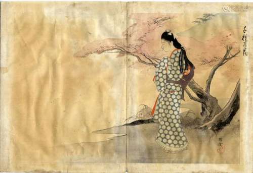 JapaneseWoodblockPrintsTerukata,Ikeda1883-1921Bijinga(ThreeOban)-Musical[...]