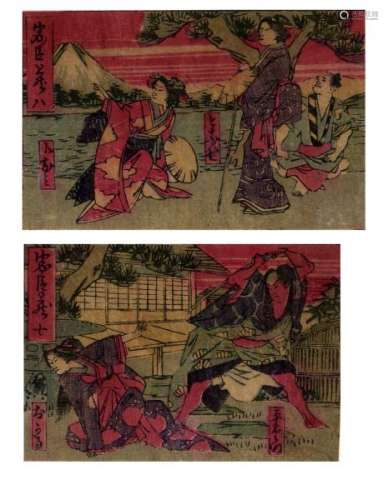 JapaneseWoodblockPrintsAnonymChushingura,sixsmallprints,Meiji-Approx.7.5[...]