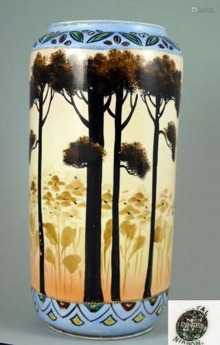 JapaneseAntiquesCeramicvase1900-50-H.25cm.Cylindricalvase,enamelcolours[...]